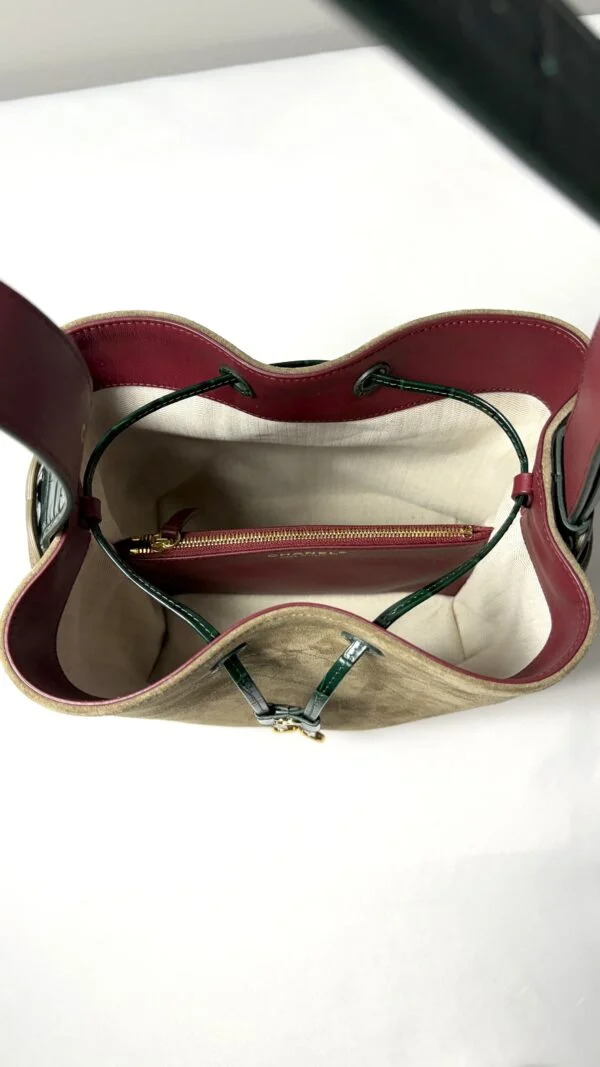Chanel 26B Khaki Suede CC Loop Small Bucket Bag