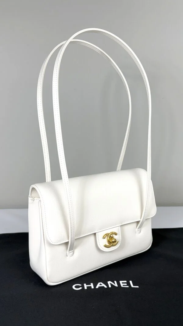 Chanel 26B White Preppy Coco Small Flap Bag